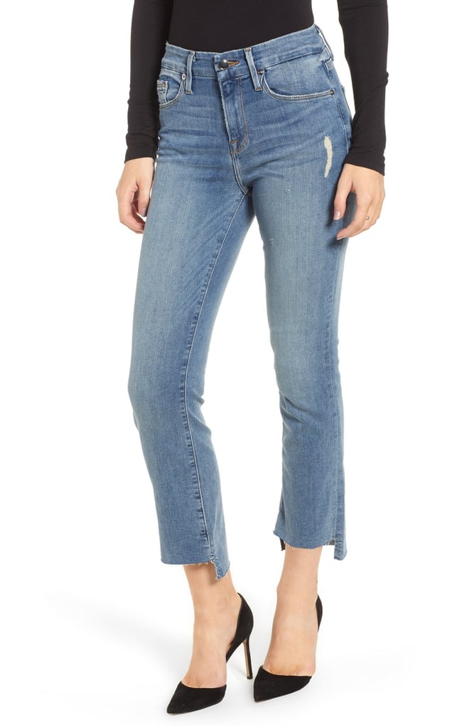 Good American Good Straight Raw Hem Straight Leg Jeans