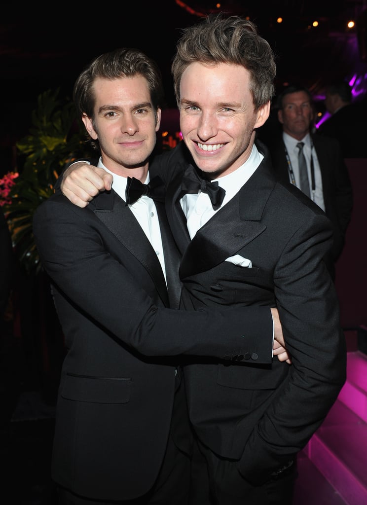 Andrew Garfield and Eddie Redmayne cuddled up at the InStyle and Warner Bros. afterparty in 2017.