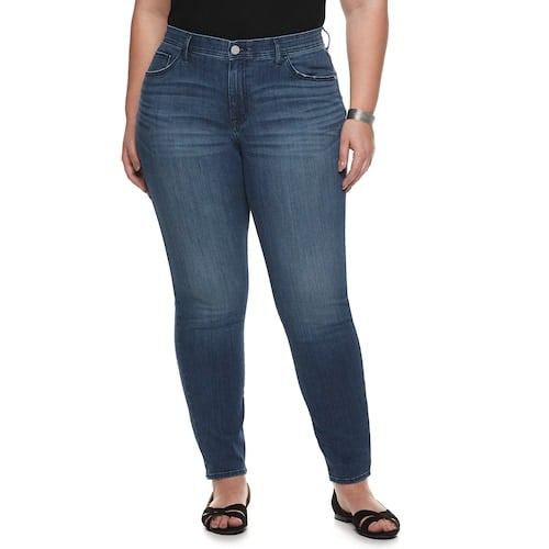 EVRI Plus Size All About Comfort Midrise Skinny More Curvy Jeans