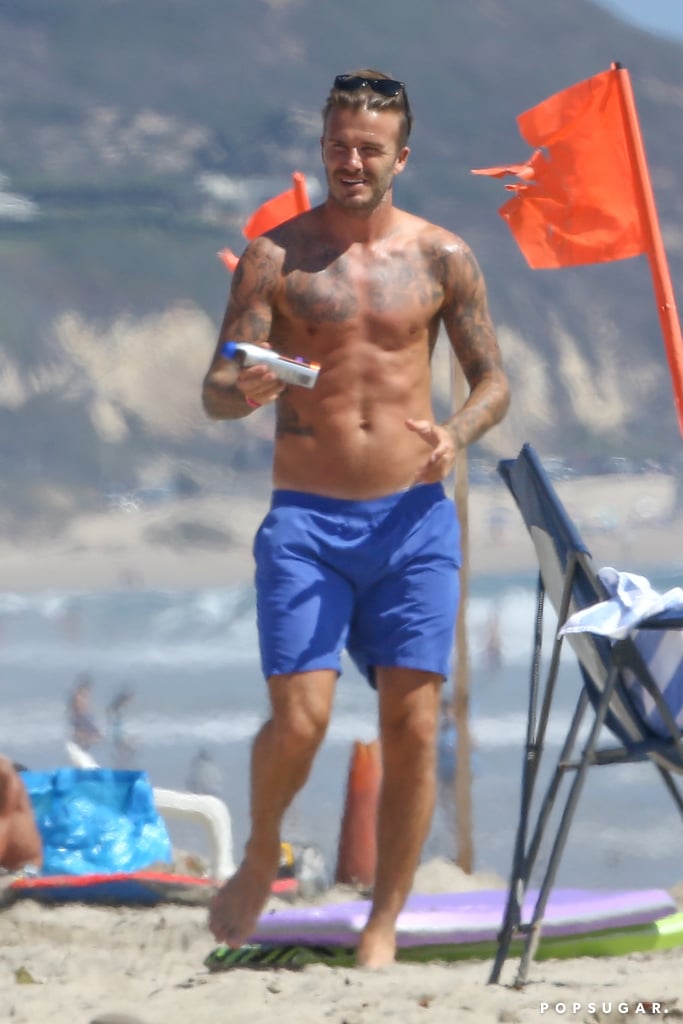David Beckham Shirtless at the Beach