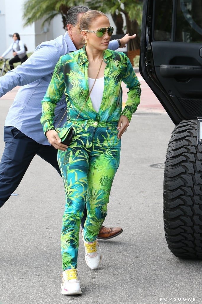 Jennifer Lopez Wearing Versace Co-Ords in Miami