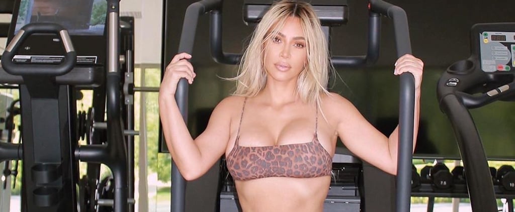 Kim Kardashian Working Out in Cheetah-Print Bikini