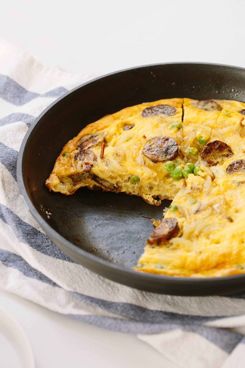 Spiralized Potato Breakfast Frittata With Sausage and Peas