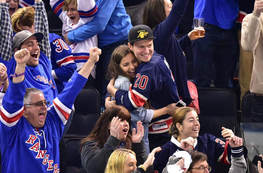 Ansel Elgort Kisses Girlfriend at Hockey Game | Pictures