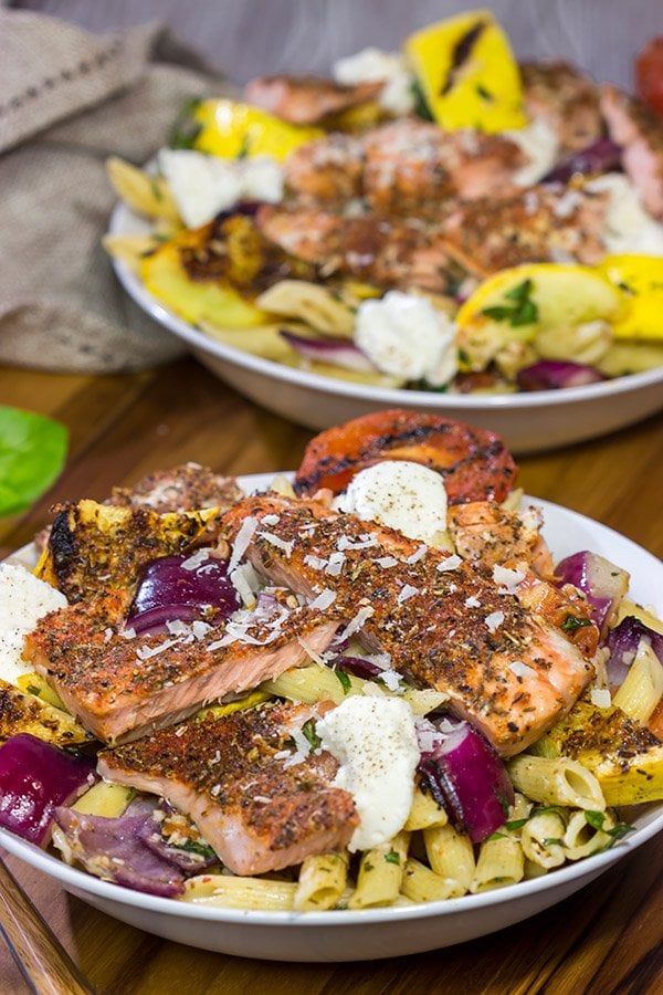 Grilled Blackened Salmon Pasta