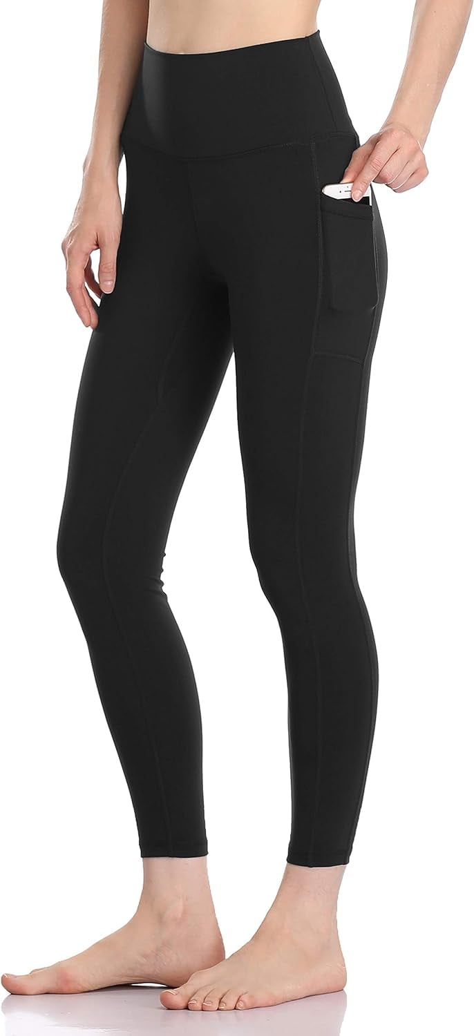 Women's Super Combed Cotton Elastane Stretch Yoga Pants with Side Zipper  Pockets - Black Marl