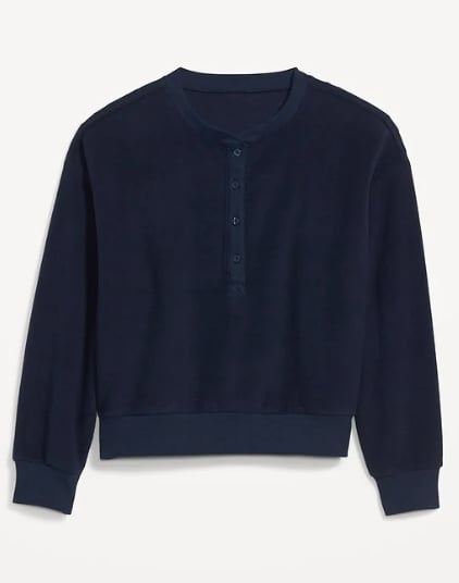 Old Navy Microfleece Henley Lounge Sweatshirt
