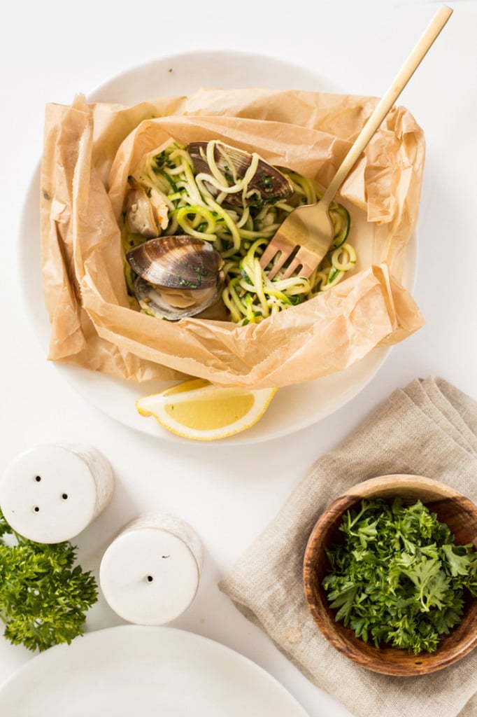Zucchini Noodles With Clams en Papillote