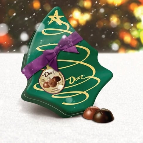 Dove Mixed Chocolate Truffle Christmas Tin Tree