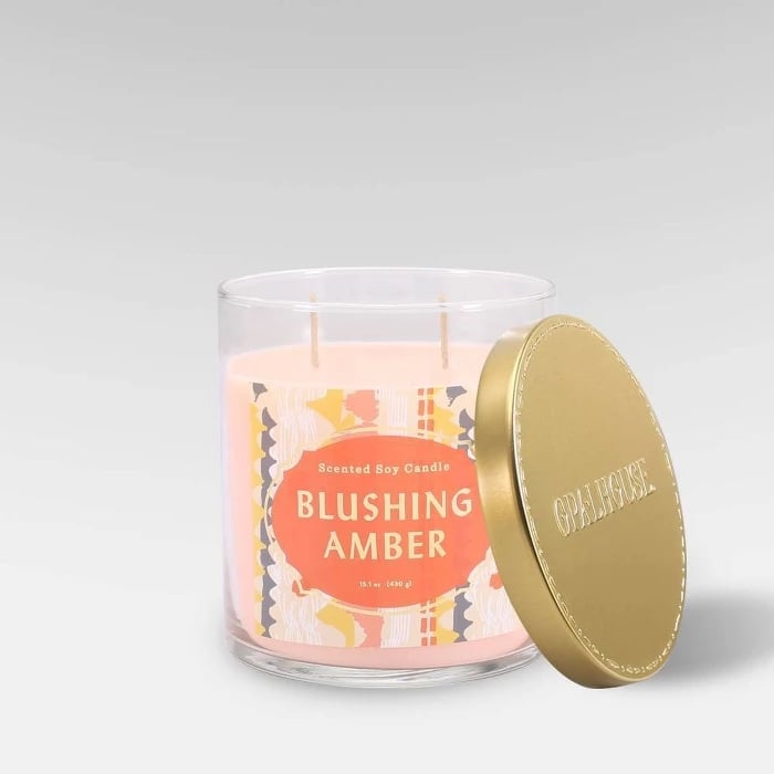 Blushing Amber Lidded Glass Jar 2-Wick Candle
