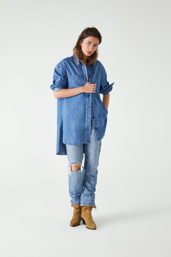 Zara Long Denim Shirt