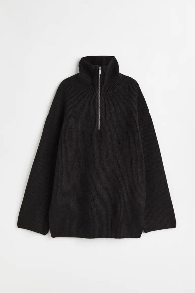 Rib-Knit Half-Zip Sweater