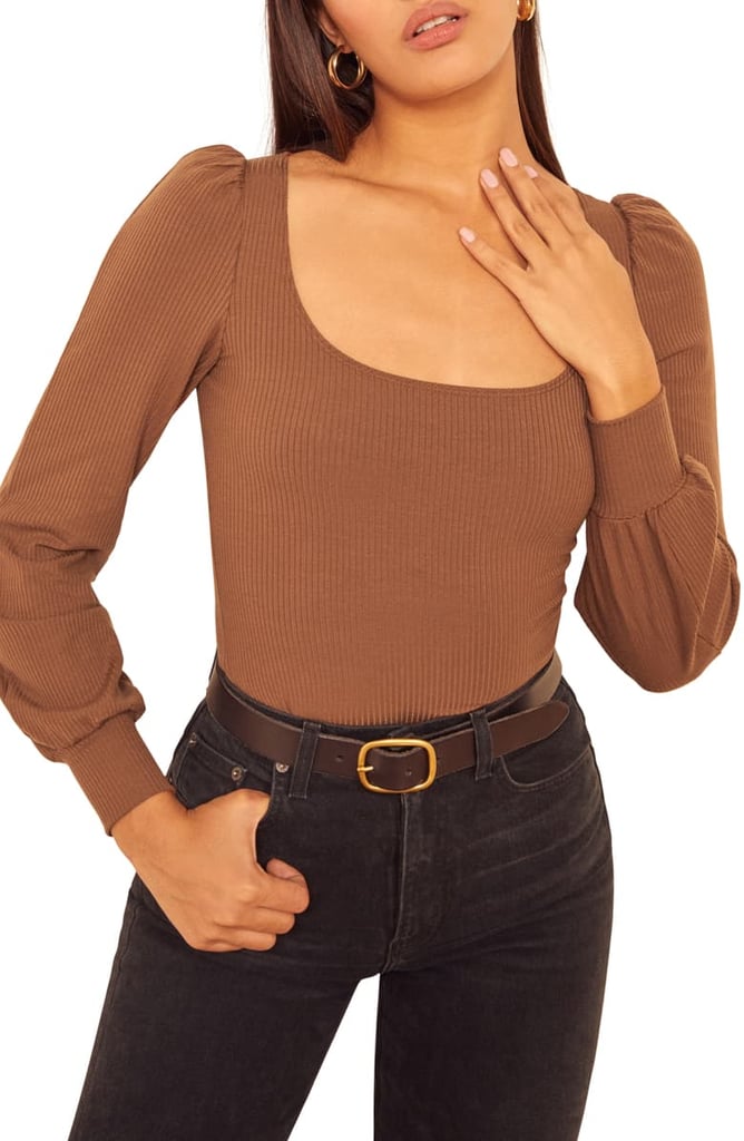 Reformation Vita Ribbed Long Sleeve Top