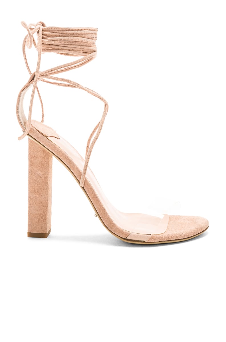 Tony Bianco Kendall Heel in Clear Vinalyte & Blush Kid Suede