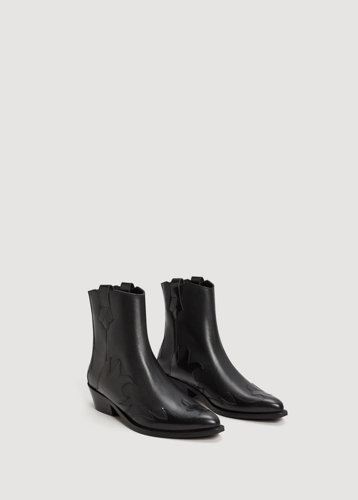 mango black cowboy boots