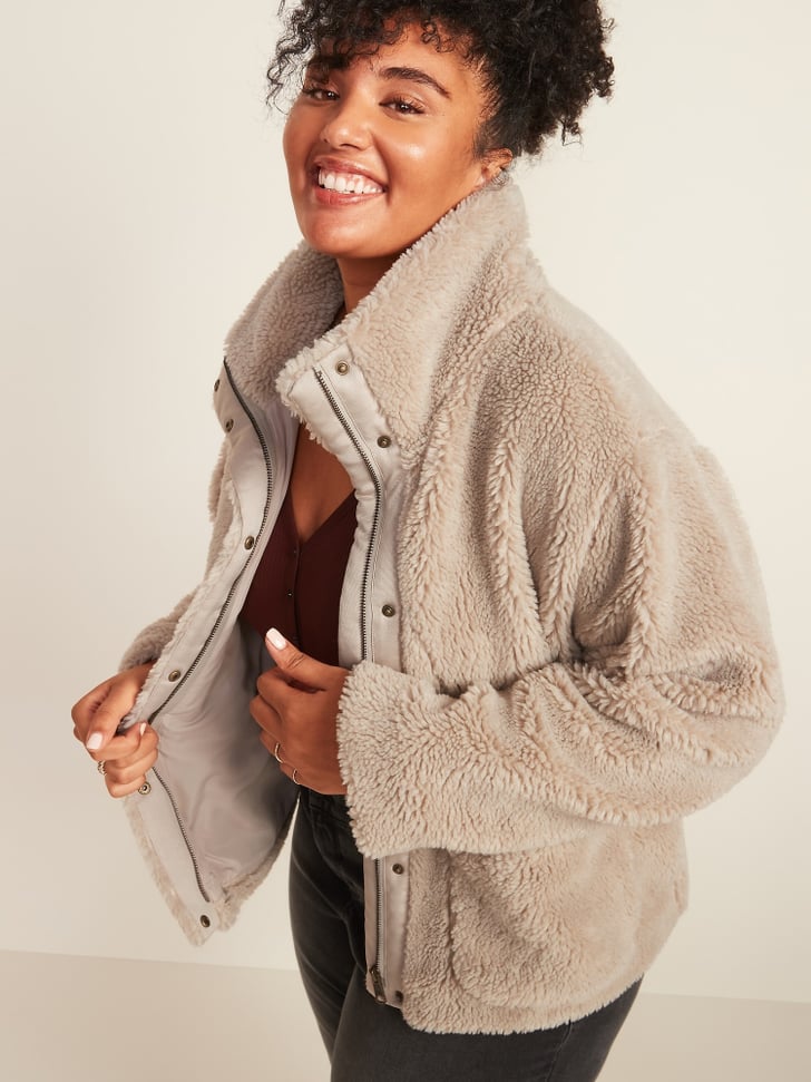 Old Navy Cozy TeddySherpa Jacket The Best New Plus Size Clothes At
