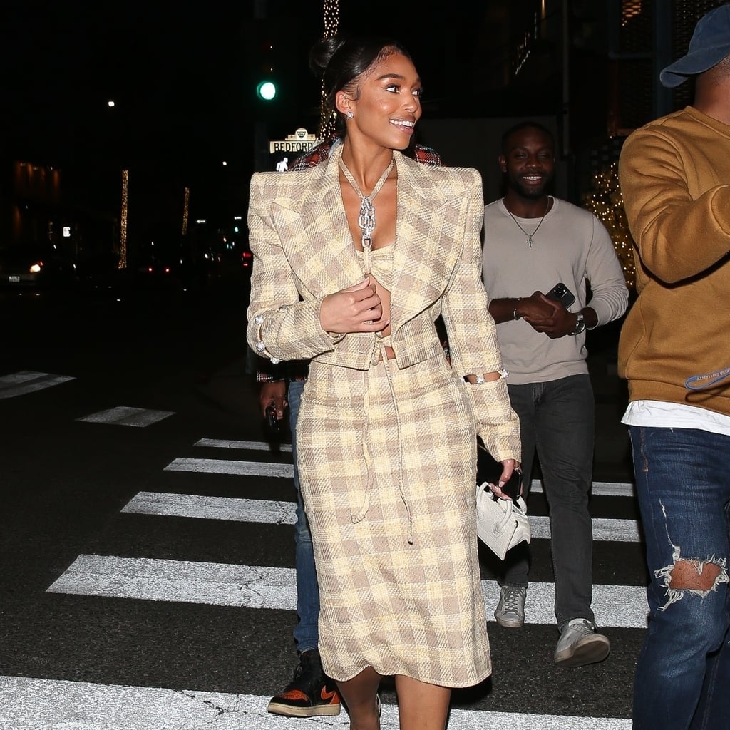 Embellished checked wool-blend blazer