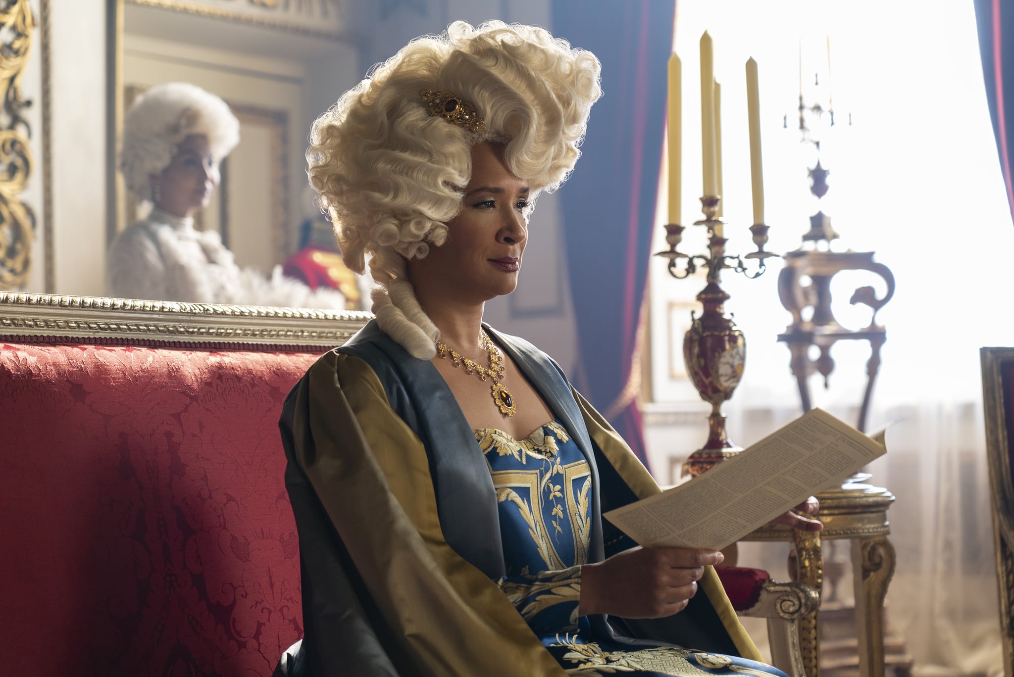 Bridgerton. Golda Rosheuvel as Queen Charlotte in episode 303 of Bridgerton. Cr. Liam Daniel/Netflix © 2024