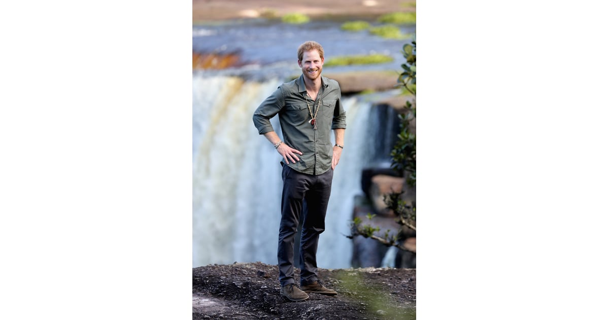 Celebrity Entertainment These Pictures Of Prince Harry Standing On The Edge Of A Giant Waterfall Will Stress You Out Popsugar Celebrity Photo 2