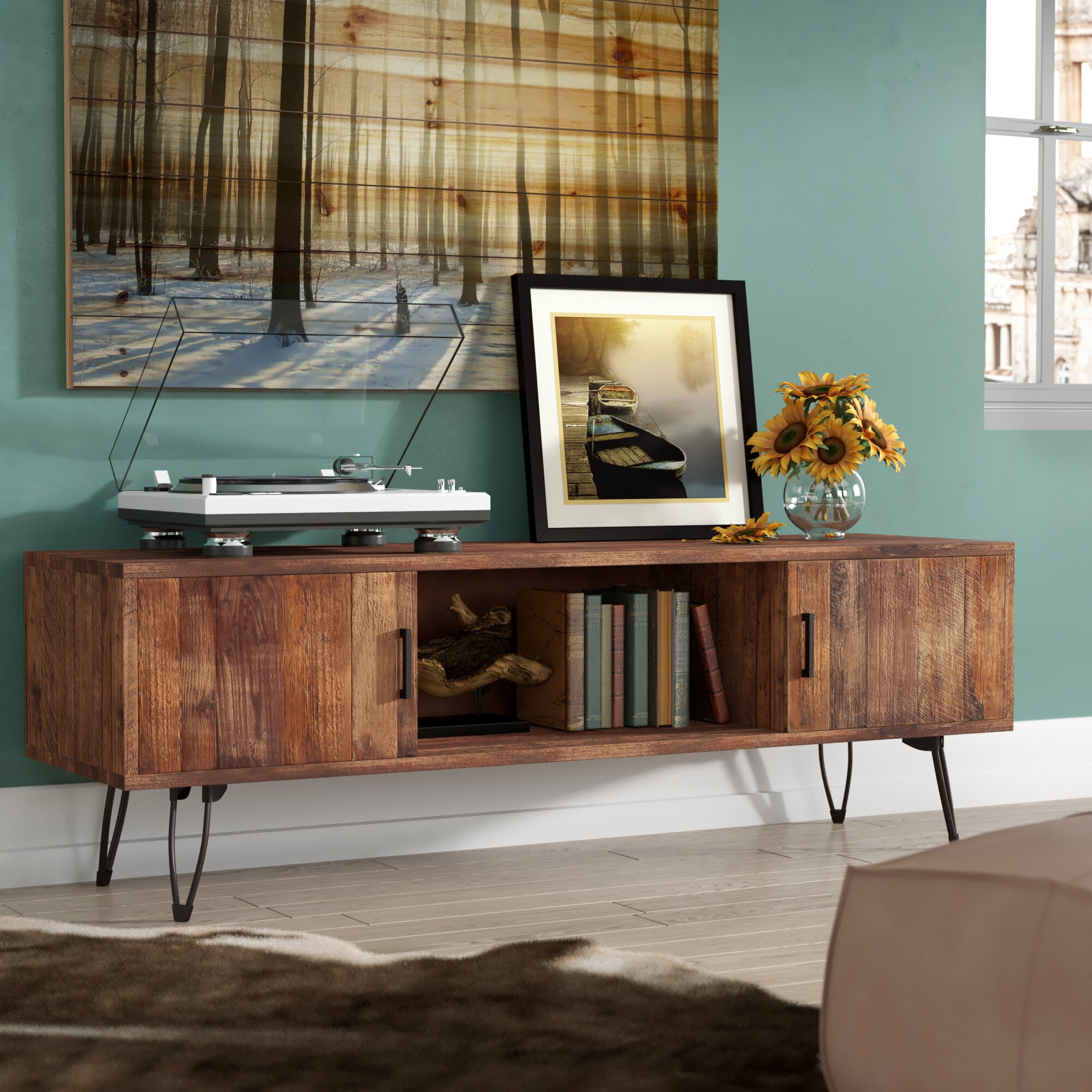 Adger solid deals wood tv stand