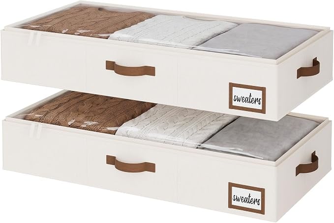 StorageWorks Low Profile Under Bed Storage Containers ($35, originally $41)
"We like to store large and heavy blankets in the underbed compartment storage that already comes incorporated with some beds," Maegan Bucur says. "When the bed doesn't have a built-in storage compartment, there are plenty of reliable products that can get the job done." These underbed storage containers have firm borders so they keep their shape, plus, with the sturdy handles, you can easily pull them out from under the bed.