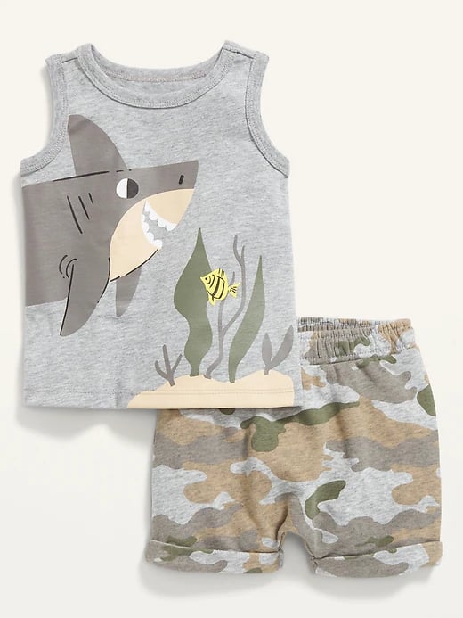 Old Navy Graphic Tank Top and Camo Sweat Shorts 2-Pack