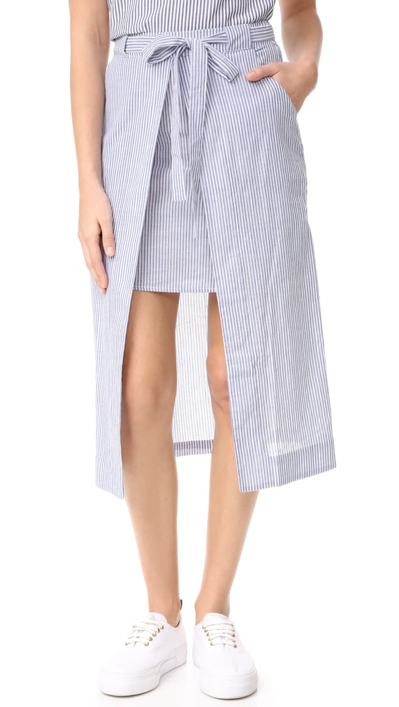 "I have trouble finding cute, work-appropriate skirts, but this one by J.O.A. ($80) solves all my problems. The soft linen material is perfect for the start of May, and when paired with a crisp pair of white sneakers? Street style GOLD." — ML