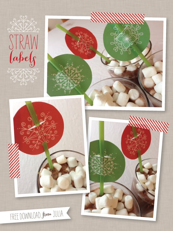 Snowflake Straw Labels