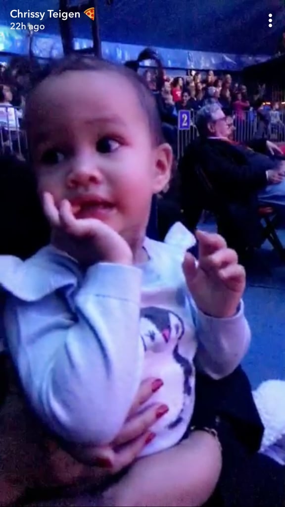 Chrissy Teigen and Luna at Big Apple Circus December 2017