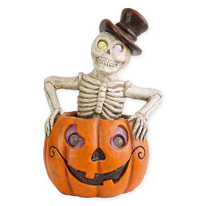 National Tree Company Lighted Pumpkin and Skeleton Halloween Decoration