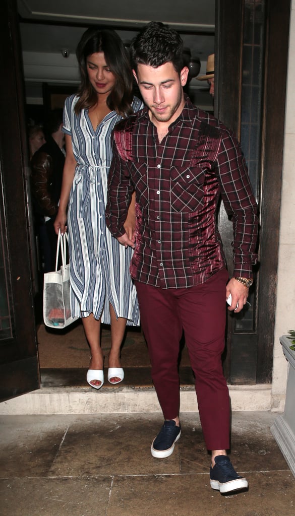 Priyanka Chopra Striped Dress With Nick Jonas