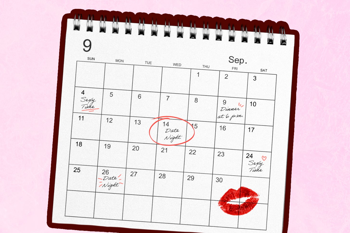 a calendar illustration with date nights scheduled