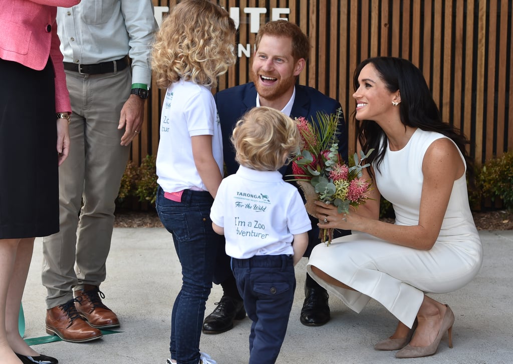 Meghan Markle Getting Bouquet of Flowers in Australia 2018