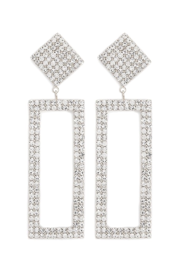 Forever 21 Rhinestone Drop Rectangle Earrings