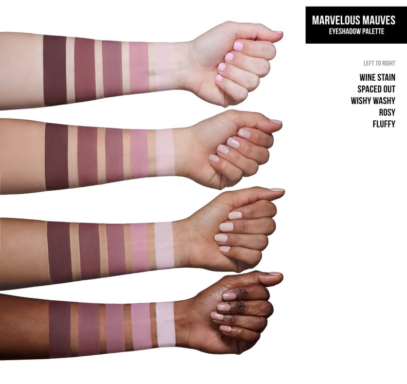 Swatches of the Marvelous Mauves Palette on Different Skin Tones