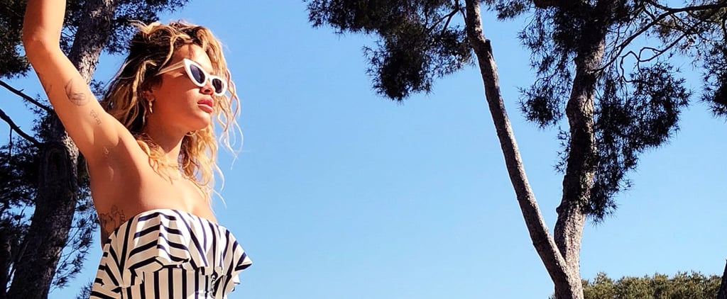 Rita Ora Striped Swimsuit
