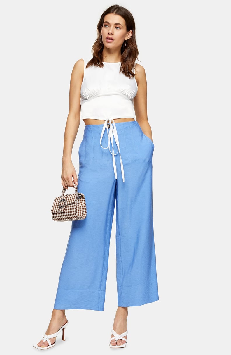 Topshop Aida Stitch Detail Wide Leg Trousers