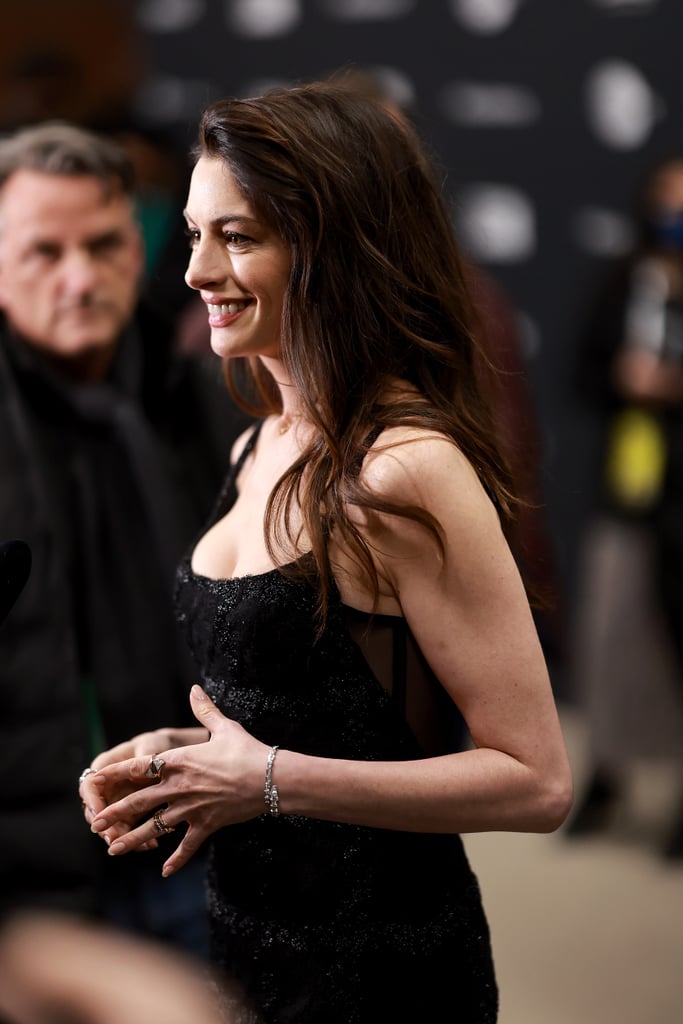 Anne Hathaway Wears Versace Corset Puffer Jacket at Sundance