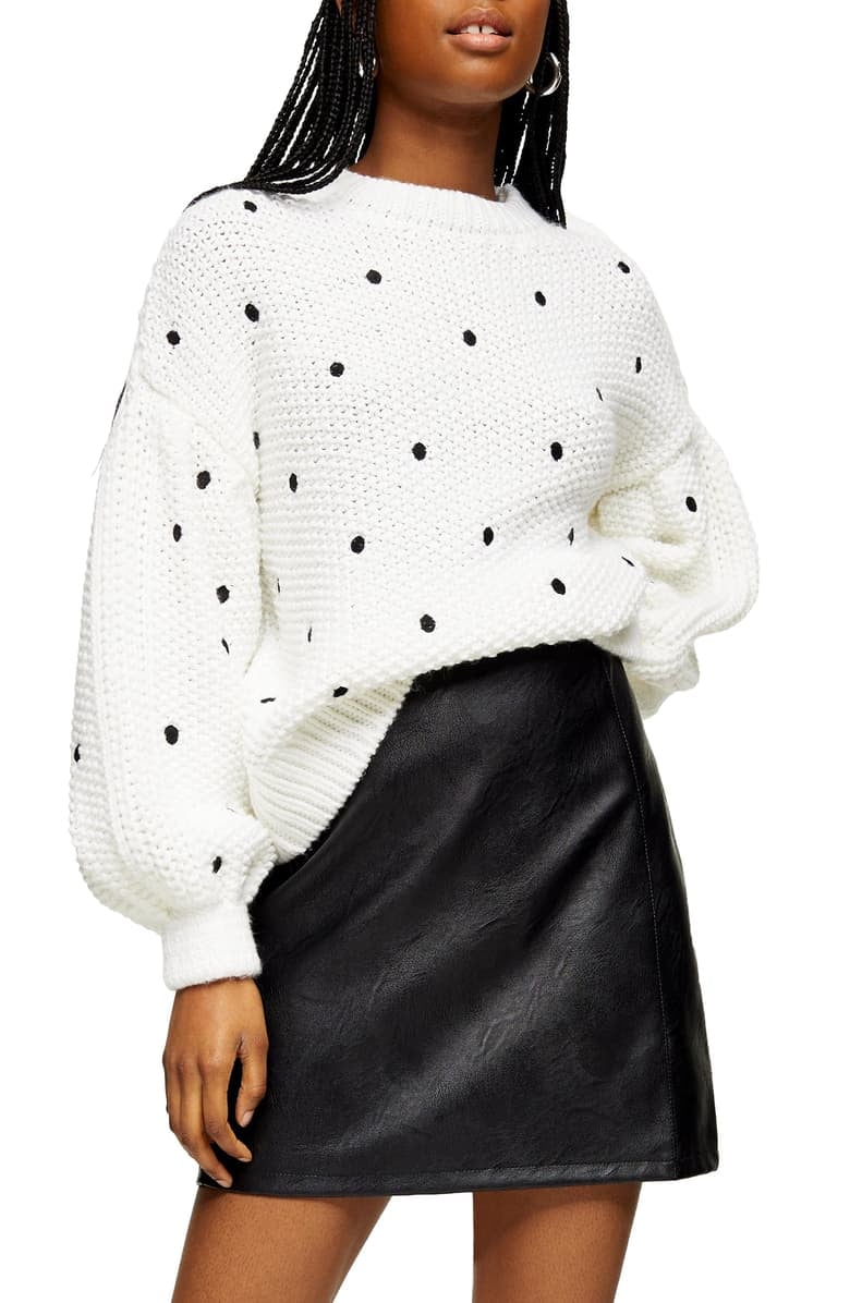 Topshop Spot Embroidered Sweater