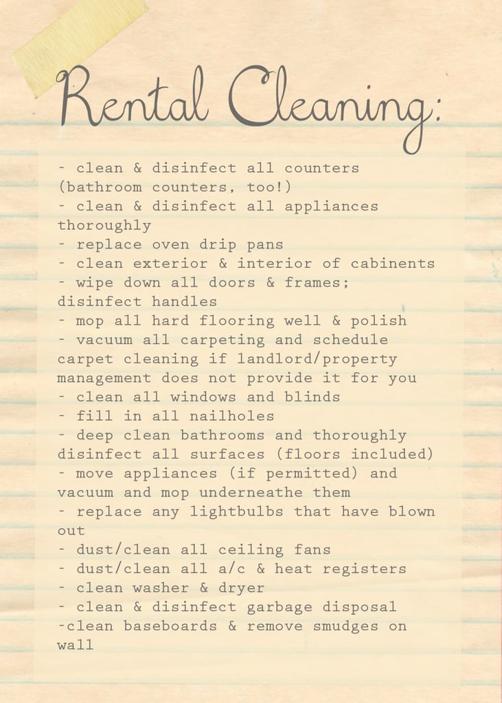 Download: The Domestic Four Move Out Rental Cleaning List Free