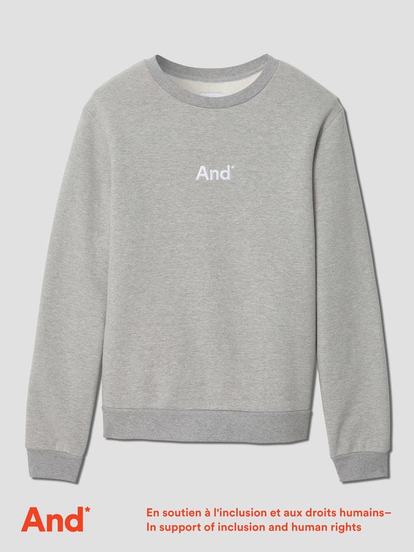 Frank and Oak "And" French Terry Crewneck in Grey Melange