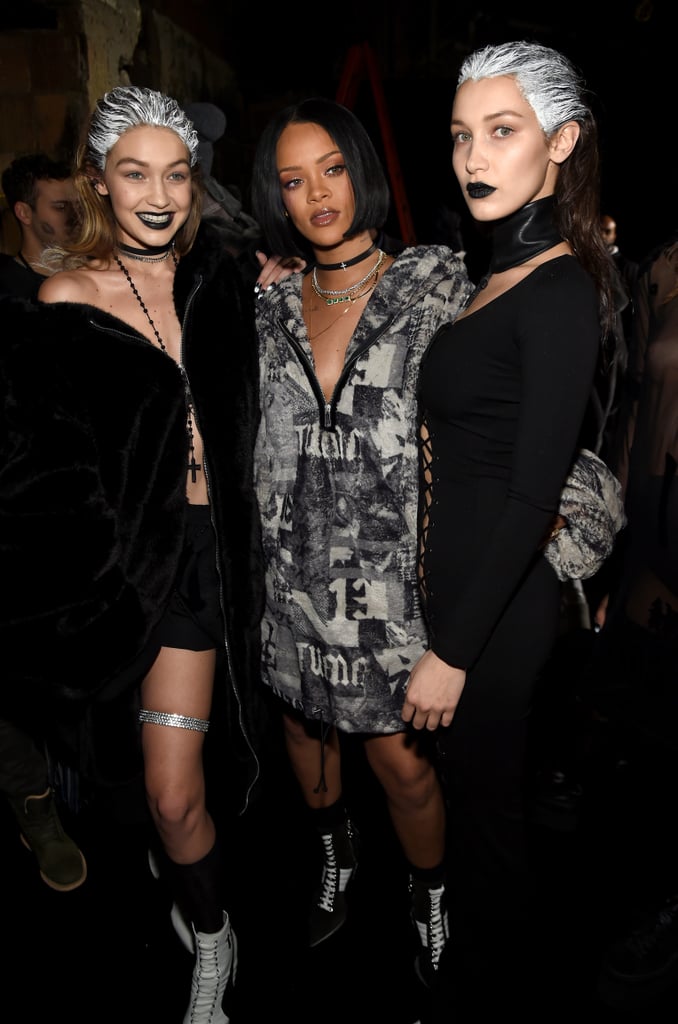 The Hadids posed and celebrated with Rihanna after her NYFW show.