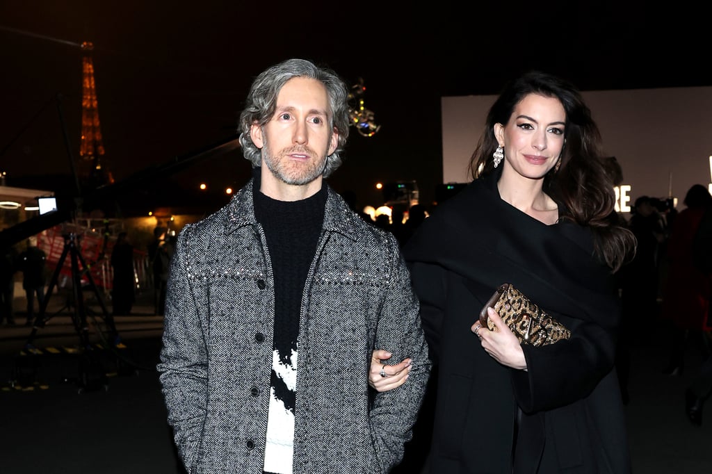 Anne Hathaway and Husband Adam Shulman at Paris Fashion Week