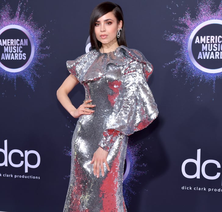 Sofia Carson's Silver Sequin One-Shoulder Dress at the AMAs