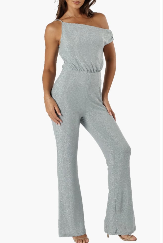 Petal & Pup Heather Sparkle One-Shoulder Jumpsuit