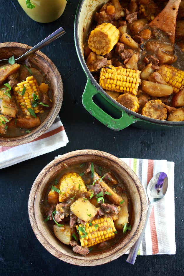 Sancocho, the typical Dominican meat stew, is often prepared with ...