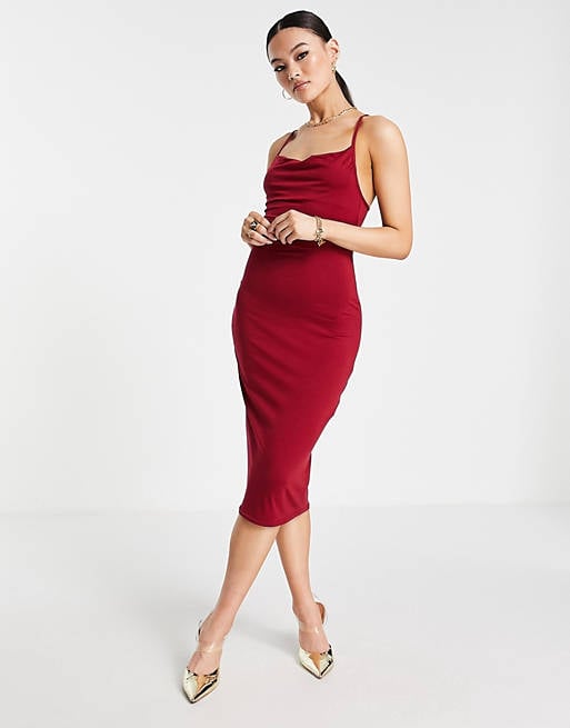 ASOS Design Cami Cowl Midi Dress