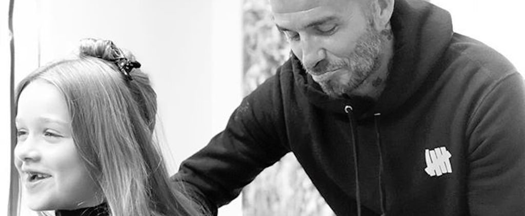 David Beckham Cutting Harper's Hair Instagram Photo 2018