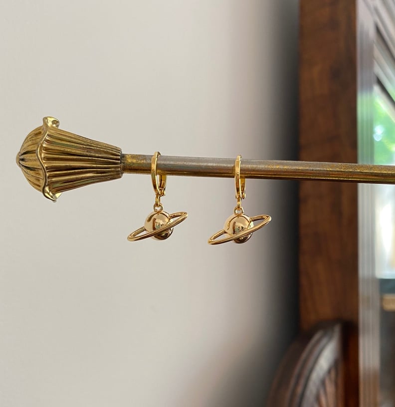 Zara Taylor Gold Saturn Planet & Huggie Hoop Earrings