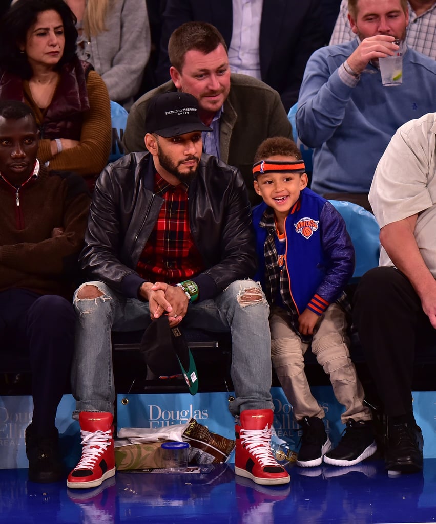Swizz Beatz and Son at New York Knicks Game November 2015